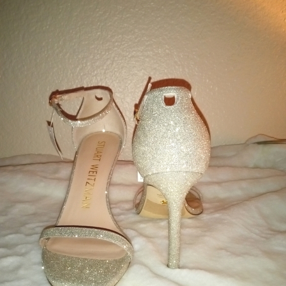 Stuart Weitzman glitter heels ankle strap size 5 1/2 - Picture 2 of 3